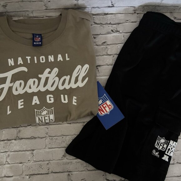 NFL Boys Matching Tan Shirt And Black Shorts Set Size 14/16 NWT - Picture 1 of 5